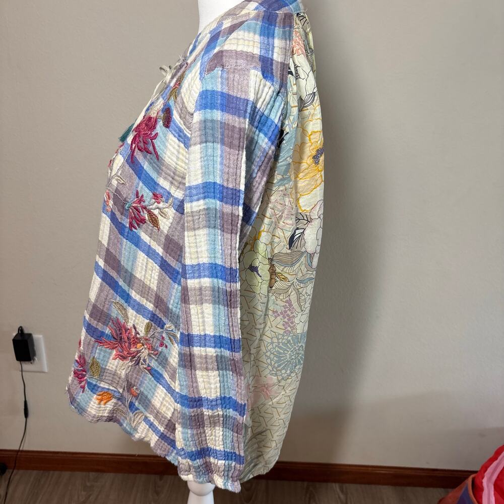 Johnny Was Workshop Viviana Effortless Silk Scarf Blouse Tunic Top Sz S  Boho - Picture 5 of 13